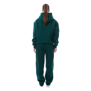 100% algodón 410 GSM peso pesado Oversize Streetwear chándal bordado personalizado estampado Sudadera con capucha conjunto de pantalones de chándal tela polar - Product Image 3