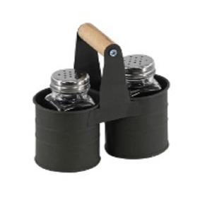 Salière et poivrière en métal vintage, support de couverts faits à la main, ustensiles de cuisine classiques et élégants - Product Image 2