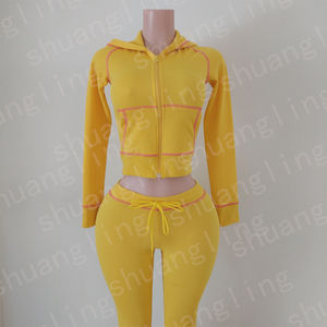 Chándales de mujer, conjunto de 2 piezas, trajes informales, sudaderas con cremallera de punto Waffle con pantalones acampanados, chándales de entrenamiento de gimnasio para mujer - Product Image 3