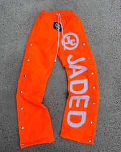 Patch de broderie personnalisé logo 100% Nylon droit jambe large Baggy Jogger pantalons de survêtement bouton pression latéral pantalons de survêtement en nylon pour hommes - Product Image 4