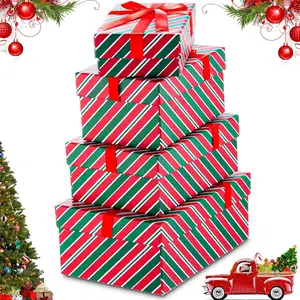 Caixas De Presente De Natal com Tampas Para Presentes Verde Vermelho Para Presentes Dando Holiday Treats Paperboard Box