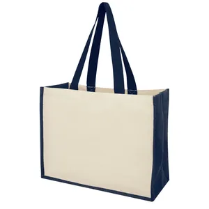 Varai Sustainable Jute Canvas Shopper <b>Woven</b> <b>Baskets</b> for Merchandising - Product Image 3