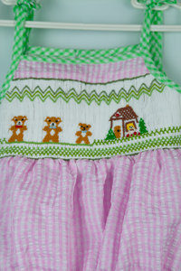 Haute qualité k-broderie vêtements pour enfants vert rose sable combinaisons combishorts body velours côtelé tissu dos nu conception - Product Image 3