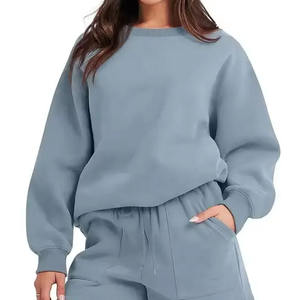 Sweat-shirt confortable pour femme avec col rond polaire manches longues pour l'hiver confort/Texture respirante doux et chaud en peluche - Product Image 4