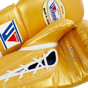 Best Quality Custom Made <b>Lace</b>-up Winning Boxing Sparring <b>Gloves</b> 100% Original Leather Made in Japan Print In Gold Color - Product Image 4