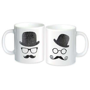 Tazas de Cerámica con Borde de Bigote y Borde de Níquel, Novedosas, Aptas para Microondas, 200ml, para Fiestas - Product Image 1