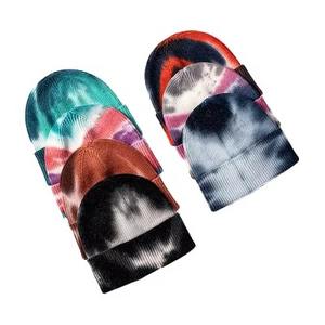 Alta calidad acrílico Tie Dye invierno cálido gorro de punto con logotipo personalizado al por mayor para la playa viajes de negocios - Product Image 5