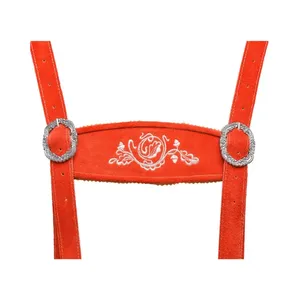 กางเกงขาสั้นหนังกลับแท้สไตล์บาวาเรียสำหรับผู้ชายกางเกงขาสั้นแบบลำลองระบายอากาศได้ดีปักลายเอวกลาง - Product Image 3