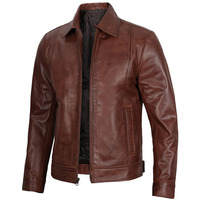 Veste pour homme en cuir de vache véritable noir, veste de motard vintage, vestes en cuir de moto véritable marron pour homme