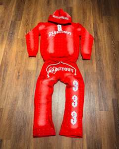 ชุดวอร์มผู้ชายแบบมีฮู้ด ลายพิมพ์ด้านหน้า ประดับคริสตัล ระบายอากาศ กันลม ผ้าฟลีซ สไตล์สตรีทแวร์ ลุคสปอร์ต 100% - Product Image 3