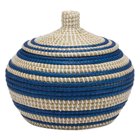 Ensemble de 2 boîtes en herbe de mer avec couvercle, boîte de rangement artisanale, écologique, naturelle, décoration intérieure et extérieure, vente en gros du Vietnam