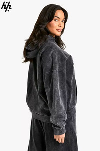 เสื้อมีฮู้ดผ้าคอตตอนโอเวอร์ไซส์ซักกรดเสื้อมีฮู้ดเสื้อแนวสตรีทโชว์ไหล่เสื้อสไตล์สตรีทแวร์ผ้าคอตตอนมี100% ออกแบบโลโก้ได้ตามต้องการ - Product Image 2