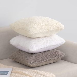 Cojín cuadrado de piel sintética esponjosa blanca, felpa decorativa de punto suave para sala de estar, hogar, Hotel, uso sin látex, celebridades - Product Image 3