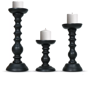 Juego de tres candelabros de madera de estilo creativo para decoración del hogar, soporte de vela para fiesta de boda para uso en interiores y exteriores - Product Image 4