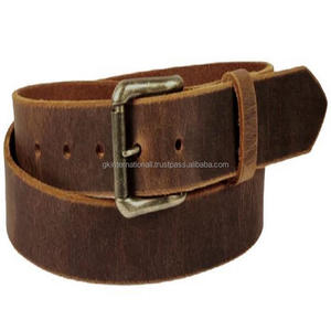 Cinturones de cuero de grano completo de alta calidad para hombres con botón a presión ajustable extraíble cinturones y accesorios de hebilla de pasador de latón sólido - Product Image 2