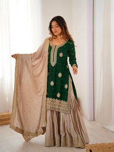 Tela de Seda Chinon, Especial para el Mes de Eid, Patrón Único y Muy Hermoso, Salwar Kameez Tradicional con Conjunto de Dupatta de SIE - Product Image 2