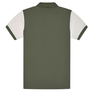 เสื้อโปโลผ้าฝ้าย100% สแปนเด็กซ์สำหรับผู้ชายผ้าคอตตอนสแปนเด็กซ์สีมะกอกแบบครึ่งแขนกระดุมแบบลำลองเป็นมิตรต่อสิ่งแวดล้อม - Product Image 4