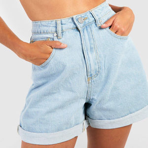 Shorts de Mezclilla Transpirables de Cintura Media para Mujer, Corte Regular, Cierre con Cordón, Servicio OEM - Product Image 5