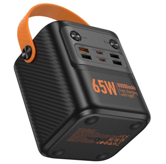 High Capacity Power Banks Outdoor Camping LED Digital Display Rope Handle Fast Charging 30000mah Power Bank with Cable