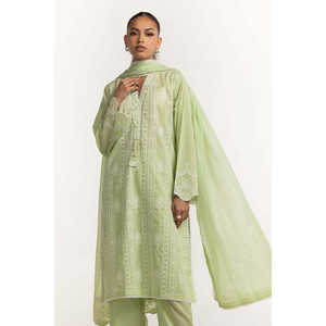 Conjunto de Camisa y Pantalón Casual de Verano para Mujer, en Chifón Bordado con Cuello en V, Transpirable, Manga Larga, Solo Limpieza en Seco IPST-44350 - Product Image 3