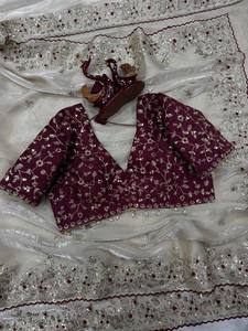 ผ้าไหมบอฮอลลีวูด ดีไซน์เนอร์ซารี จิมมี่ ชู ซิลค์ พร้อมงานปักเลื่อมสุดหรู สำหรับงานแต่งงาน งานปาร์ตี้ และงานเฉลิมฉลองต่างๆ - Product Image 3