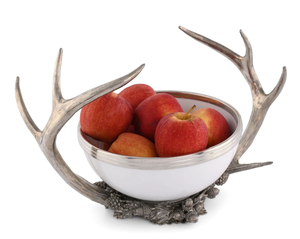 Bols ronds faits à la main en laiton AK avec support en bois de cerf dans des bols attrayants multi-finis pour accents de vaisselle/ustensiles de cuisine - Product Image 1