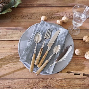 Ensemble de couverts en acier inoxydable argenté avec poignée en os naturel pour la maison et le mariage ensembles de couverts de vaisselle - Product Image 1