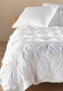 Juego de edredón de satén de algodón blanco de alta calidad hecho a mano personalizado, ropa de cama bordada de lujo para el hogar, Hotel, boda, desechable - Product Image 3