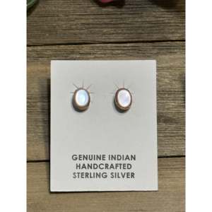 Sterling <b>Silver</b> Navajo Bezel Set Diamond <b>Stud</b> <b>Earrings</b> - Product Image 2