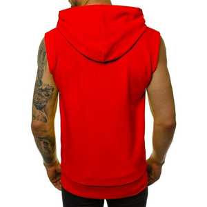 Streetwear Custom Logo Printed Blank <b>Sleeveless</b> Zipper <b>Hoodies</b> 100% Cotton Unisex Heavyweight Breathable Cheap <b>Hoodies</b> for <b>Men</b> - Product Image 2