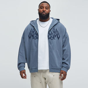 Suministro a granel de Sudadera con capucha de lavado ácido desgastado con diamantes de imitación Vintage de gran tamaño para hombre Sudadera con cremallera Streetwear estilo chaqueta con capucha - Product Image 3