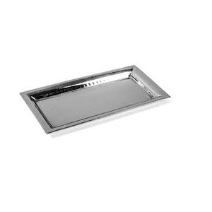Plateau de service en acier inoxydable rectangulaire de taille moyenne fait à la main écologique décor de table de cuisine fini argent - Product Image 1