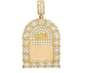 Colgante de Plata de Ley Chapado en Oro de Lujo con Letra WUN con Incrustaciones de Moissanita, Estilo Hip Hop, con Cadena de Barbería - Product Image 2