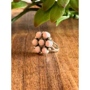 Pink Conch Opal <b>Statement</b> <b>Ring</b> in Sterling Silver-Boho Everyday Jewelry - Product Image 4