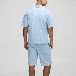 High Quality 100% Cotton Loose Fit Button Up <b>Shirt</b> & Knee Length Short Set Breathable Lightweight <b>Summer</b> Wear Hip Hop Twin Set - Product Image 6