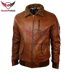 Veste en cuir à capuche Bomber en cuir d'agneau véritable pour hommes de qualité supérieure Manteau en cuir de motard du Pakistan avec capuche détachable Élégant - Product Image 5