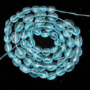 Perles ovales facettées en apatite bleue naturelle AAA+ Sky Apatite 6x4mm-6x8mm, pierres semi-précieuses pour la fabrication de bijoux - Product Image 4