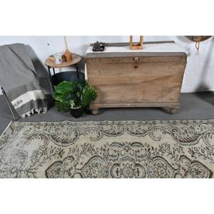 Alfombra turca Vintage Beige marrón 4,6x8,7 pies lana hecha a mano área grande diseño de retazos Rectangular pasillo látex para decoración de habitación - Product Image 2