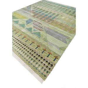 Freedom Manchaha Green Hand Knotted Wool & Bamboo Silk <b>Rug</b> Geometric Pattern for Home Use-Les-8320 - Product Image 2