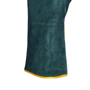 Gants de soudage doublés verts Logo personnalisé Résistance à la chaleur Cuir de vache résistant au feu Gants de soudage en cuir de vache fendu Meilleure qualité - Product Image 5