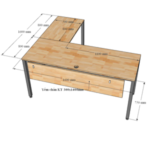 UConcept System L-Shaped <b>Desk</b> 160cm <b>Solid</b> <b>Wood</b> Main Tabletop Minimalist Steel Frame Assembly Required for Bedroom Use-HBUC019 - Product Image 4