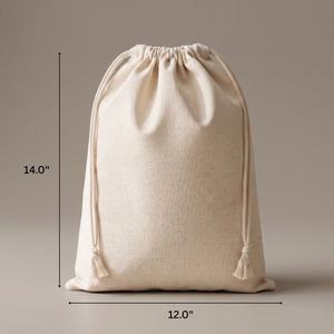 Sac à cordon en coton imprimé 150 GSM, 12x14 pouces, pour emballage cadeau artisanal - Product Image 2