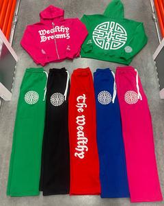 ชุดเซ็ตเสื้อฮู้ดซิปและกางเกงวอร์มผ้าเฟรนช์เทอร์รี่เนื้อหนาคุณภาพสูงสำหรับฤดูหนาว ออกแบบโลโก้ได้ตามต้องการ สำหรับผู้ชาย - Product Image 1