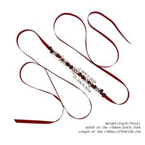 Cinturón Ajustable con Pedrería Borgoña Bridella BS174R para Bodas - Product Image 2