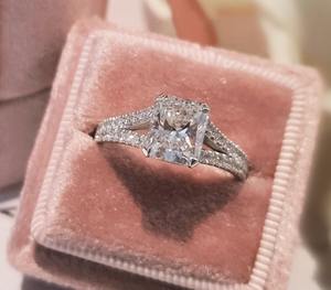 เงิน925โรแมนติกพร้อมเพชรโมอิสใสของแท้ตัดแหวนที่งดงามแยกก้านเครื่องประดับทำด้วยมือสำหรับงานแต่งงาน - Product Image 3