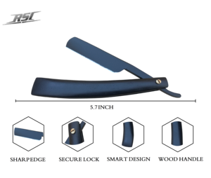 Maquinilla de afeitar de garganta de corte recto Premium profesional para salones de barberos Hoja de acero inoxidable con mango de madera Producto Navalha - Product Image 3