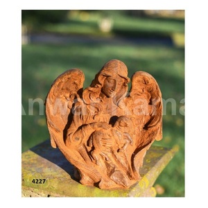 รูปปั้นเหล็กหล่อสำหรับอ่านรูปนางฟ้าสีน้ำตาลทนทานรูปปั้นสวนสวยเหมาะสำหรับตกแต่งสวนสวนในบ้านและลาน - Product Image 3