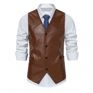 Top tendance personnalisé hommes moto cuir gilet décontracté hiver vêtements d'extérieur courte longueur bouton décoration OEM ODM disponible - Product Image 5