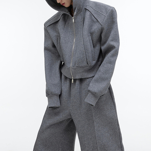 Survêtement d'hiver pour homme, veste zippée en polyester avec pantalon long à jambes larges, sweat à capuche, survêtement imprimé, techniques - Product Image 2