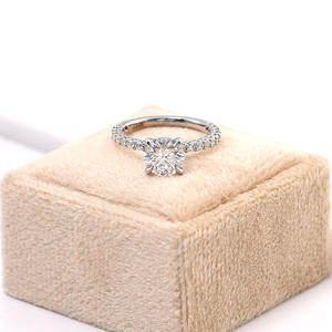 Mode classique bague 8mm coupe ronde 10K14k18k or blanc Moissanite mariage bagues de fiançailles pour les femmes - Product Image 4